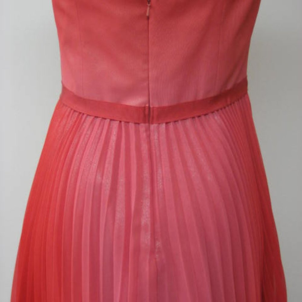 AQUA Coral Strapless Pleated Belted Flow Mini Dress 10 New - Picture 5 of 6